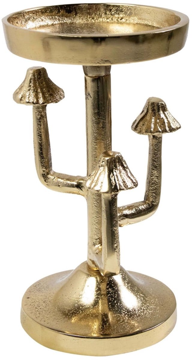 Kaarsen Standaard paddenstoel goud h20 d10cm