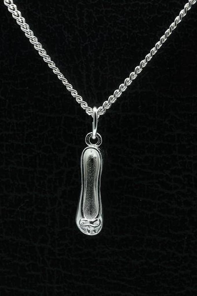 Zilveren Balletschoen ketting hanger - smal