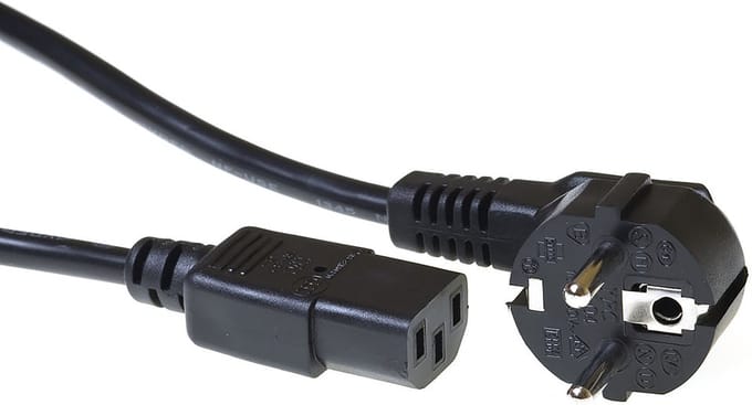 ACT Netsnoer Schuko CEE 7/7 male (haaks) - C13 IEC 60320 zwart 2,5 m AK5010