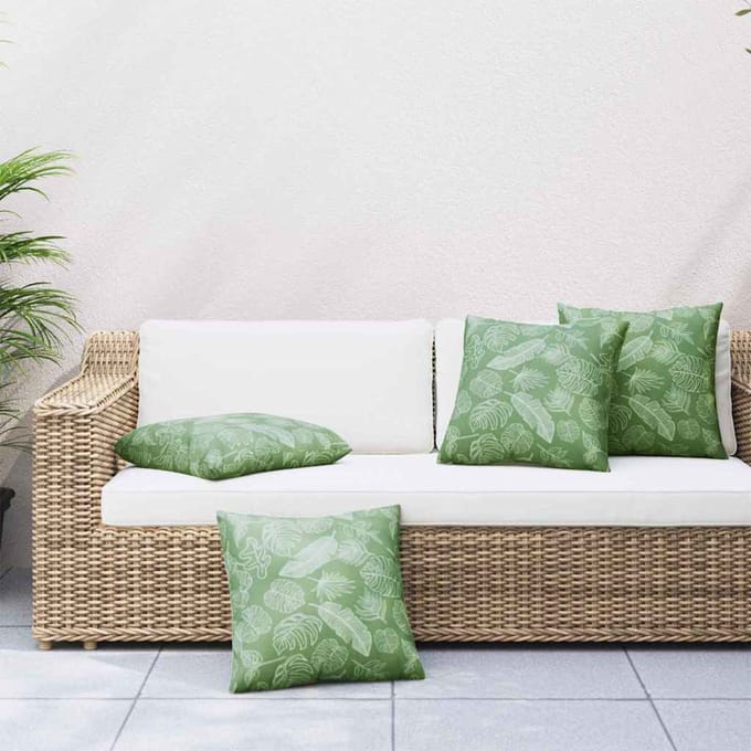 vidaXL Spreidkussens 4 st Polyester Stof Bladpatroon 50 x 50 cm
