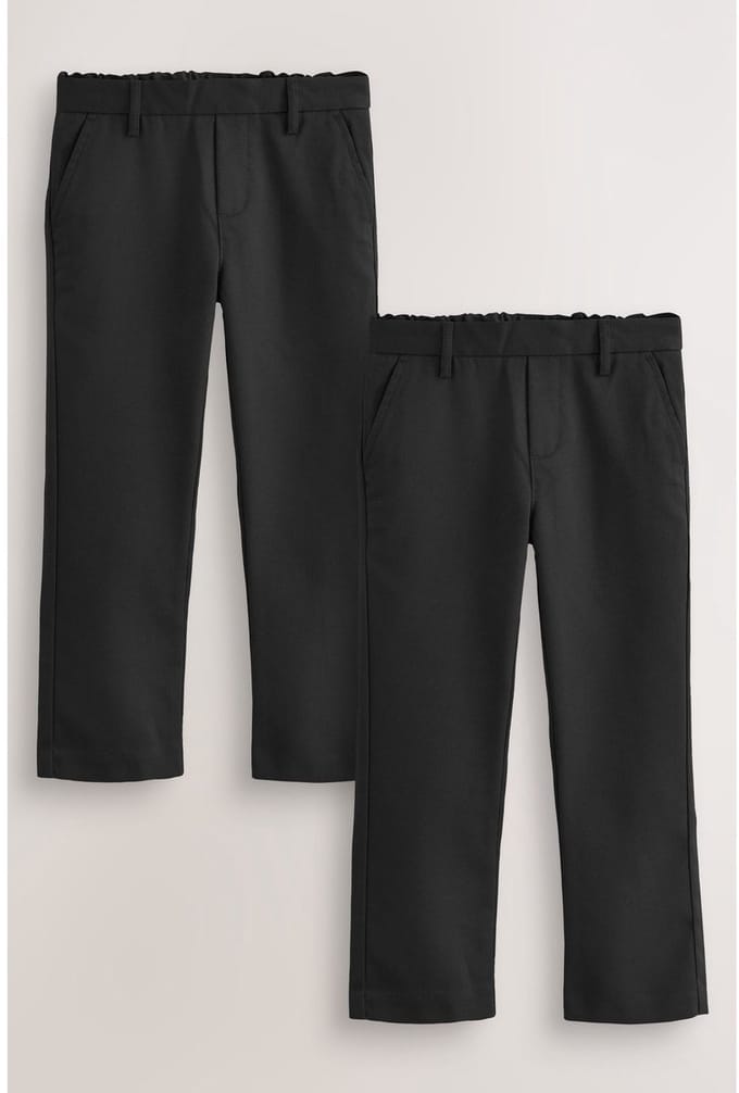 Next - Jongens - Reguliere schoolbroeken met elastische taille en rechte pijpen, 2 stuks - Zwart