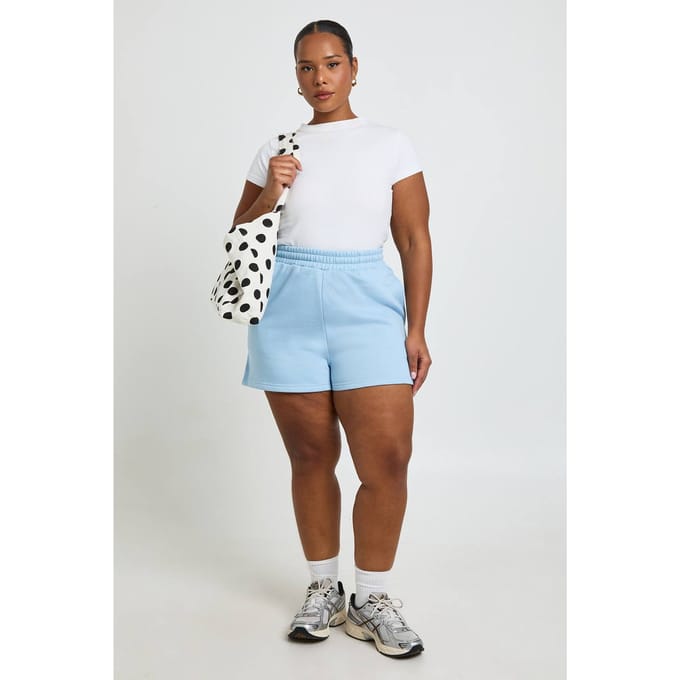 boohoo Dames Plus Shorts Met Brede Tailleband | Poederblauw | Maat: 44