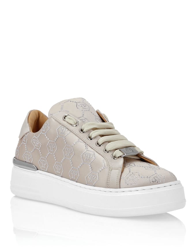 Satin Lo Top Sneakers Monogram Strass