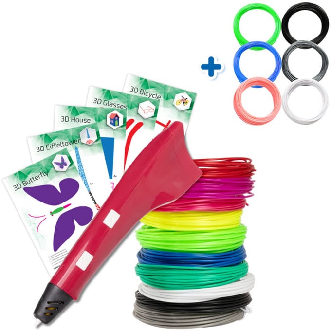 3D-Pen Starterspakket - Rood - Combideal met Filament Pakket - 6 Kleuren