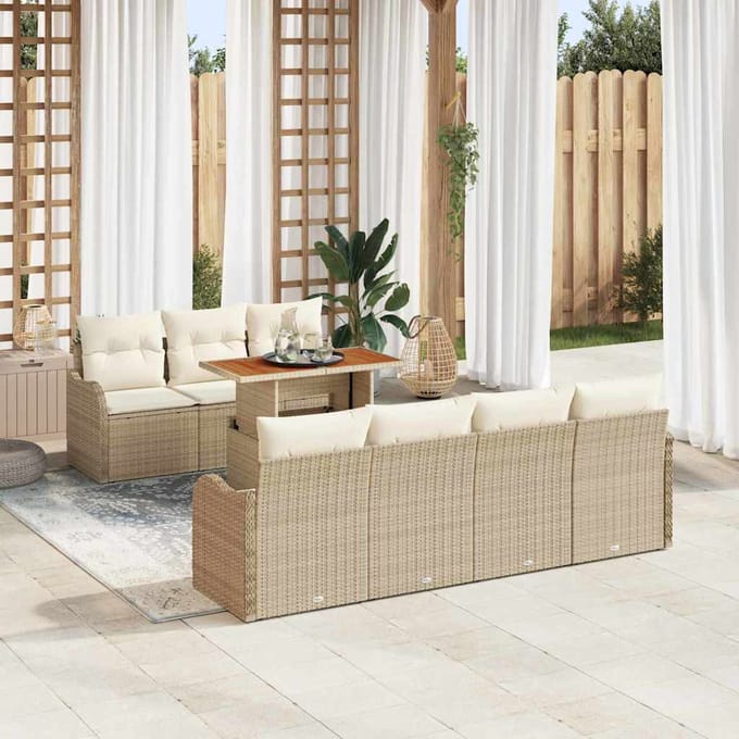 vidaXL - Tuinbank - Set - 8 - st - beige - en - crèmekleurig