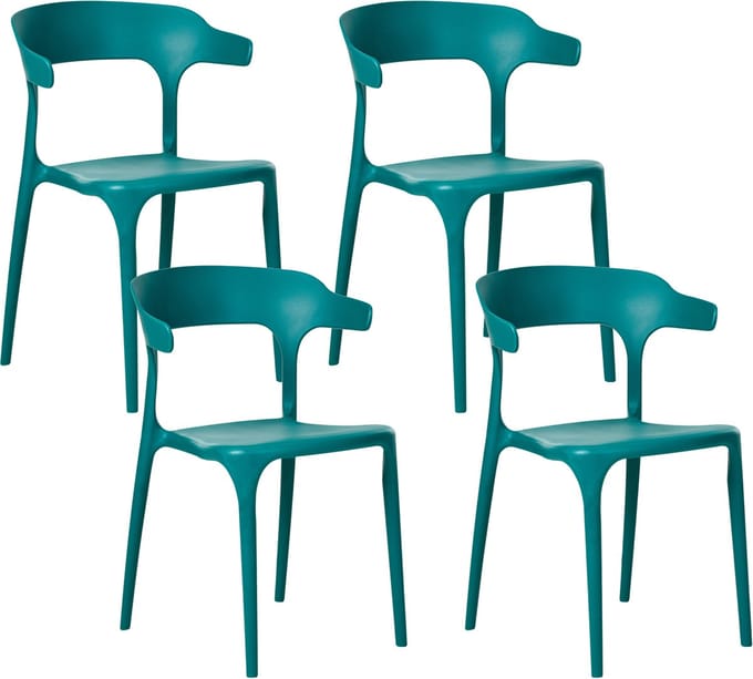 GUBBIO - Eetkamerstoel set van 4 - Groen/Blauw - Kunststof