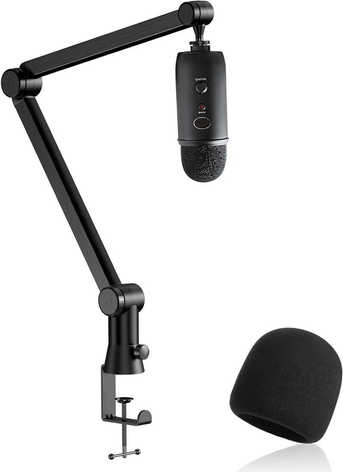 Microfoonstandaard met Popfilter - Microfoonarm met Kabelbeheer en Schuimkap voor Studio, Podcasting en Streaming