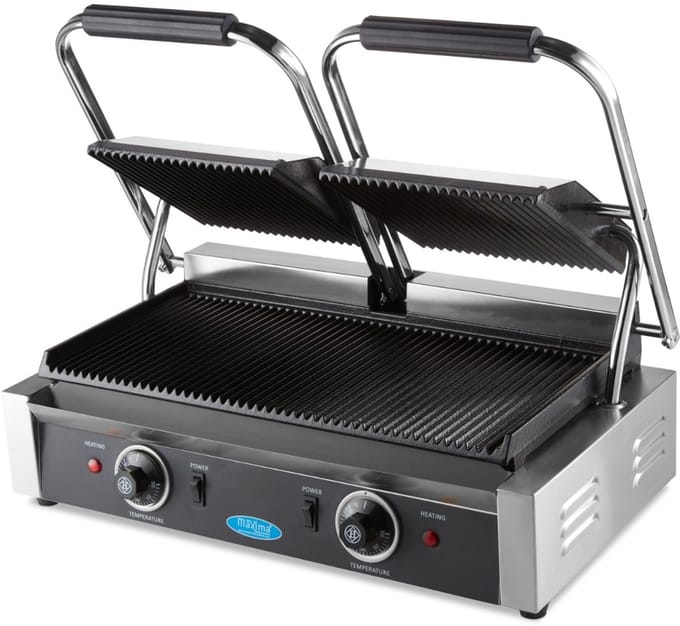 Contactgrill - Gegroefd - Dubbele Grillplaat - 2 x 22 cm