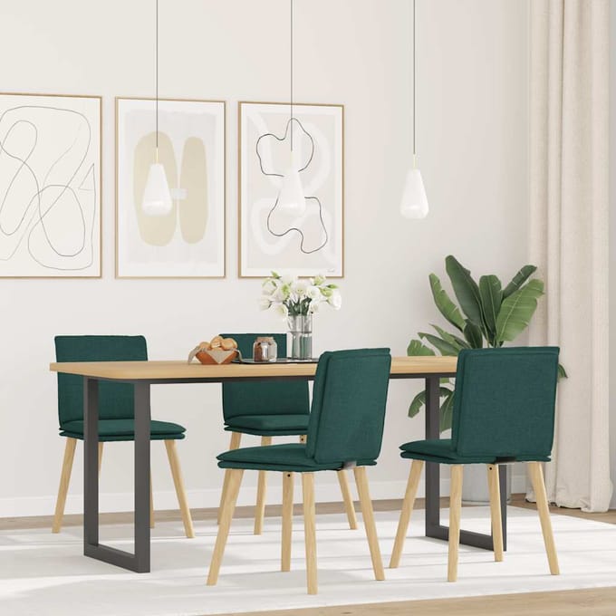 vidaXL Eetkamerstoelen 4 st stof donkergroen