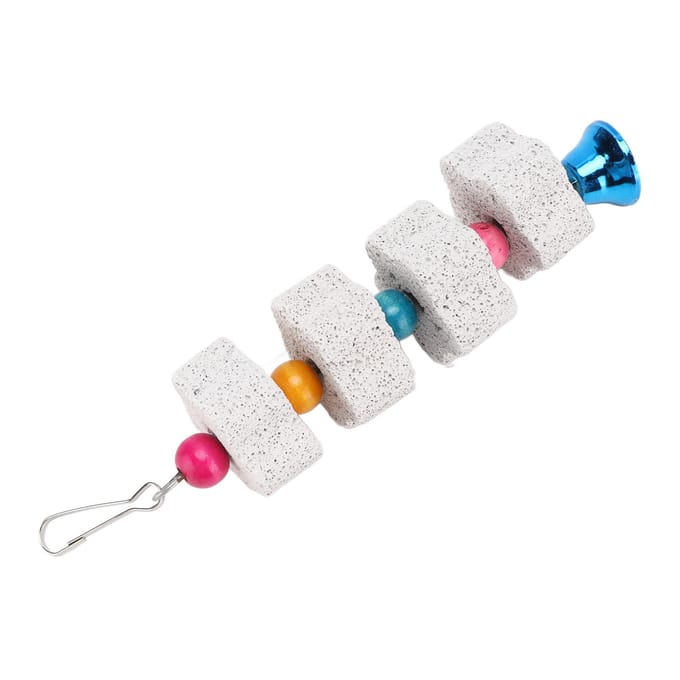 Jouets à mâcher pour oiseaux, pierre à aiguiser pour becs d'oiseaux pour perroquets, hamsters et autres petits animaux white