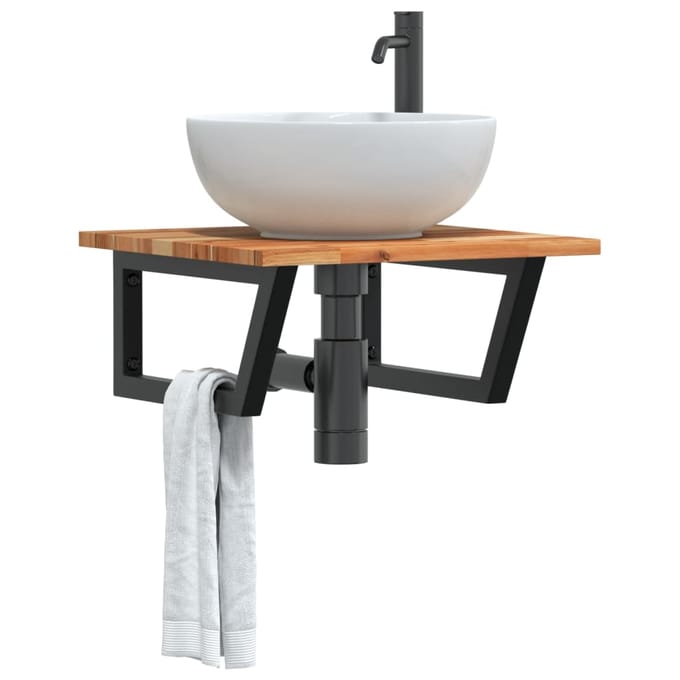 vidaXL - Badkamer - wandschap - staal - en - massief - acaciahout