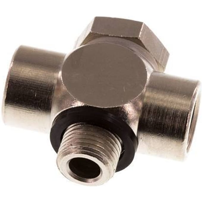 G1/8" Vernikkeld Messing Tee Banjo Fitting met Binnen- en Buitendraad met O-ring [10 stuks].