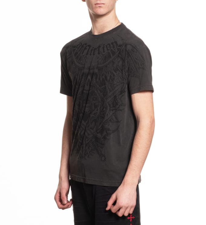 Affliction T-shirt - Tortured S/S Tee - XL - voor Mannen - zwart
