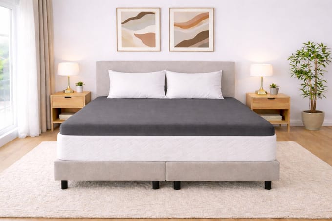 Polydaun hoeslaken - topper - Jersey - donkergrijs - 140/160 x 200/220 cm