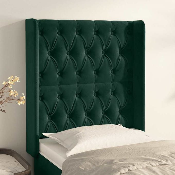 vidaXL - Hoofdbord - met - randen - 83x16x118/128 - cm - fluweel - groen