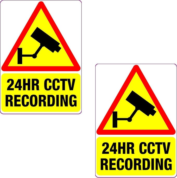 2x Beveiligingscamera Opname Sticker Rood 100x70mm Vinyl