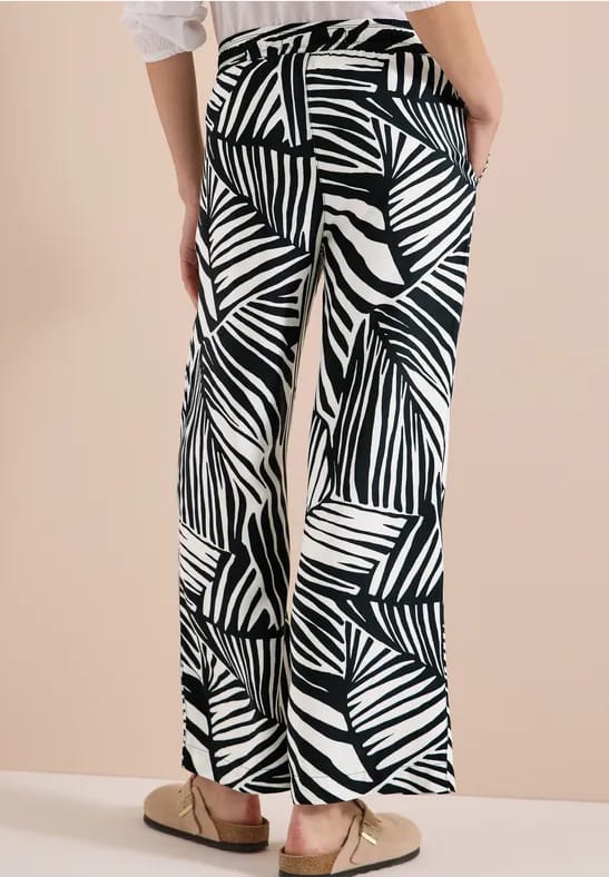 Wide Legs broek met print en riemdetail