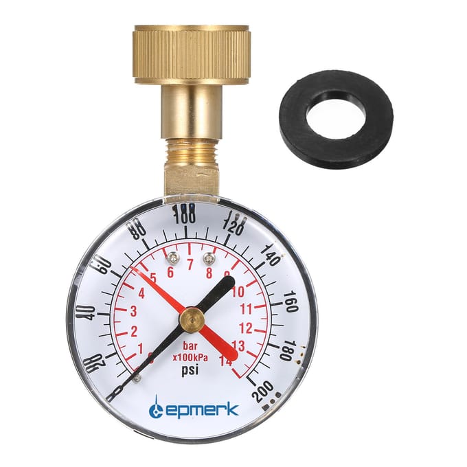 Lepmerk 2 12   Drukmeter Waterdruktestmeter 34   Vrouwelijke slangdraad 0200 PSI met goud