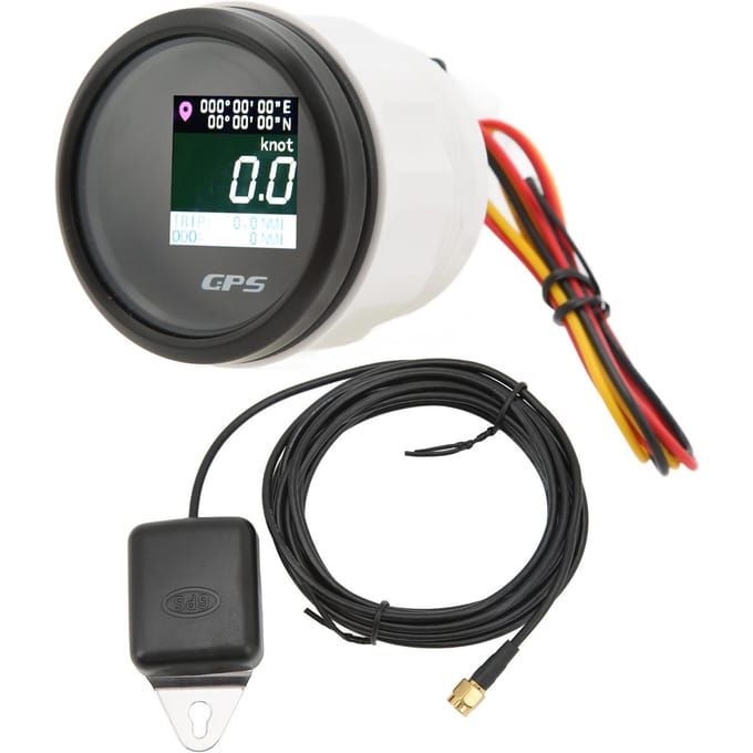52mm GPS Snelheidsmeter Kilometerteller Kilometerstandmeter LCD Display DC 9‑32V voor Camper Marine Boot Jacht Voertuigen Black Dial Black Cover black