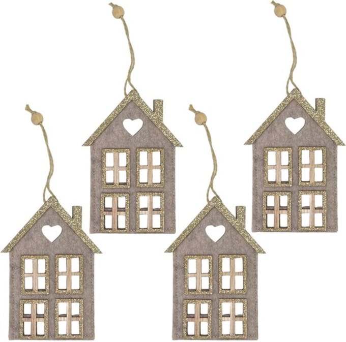 Dailygoody - vilten kersthangers - kerstboomversiering - set van 4