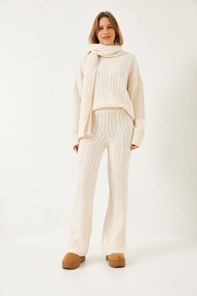 Gelaagde Brei Turtleneck Oversized Co-ord Set