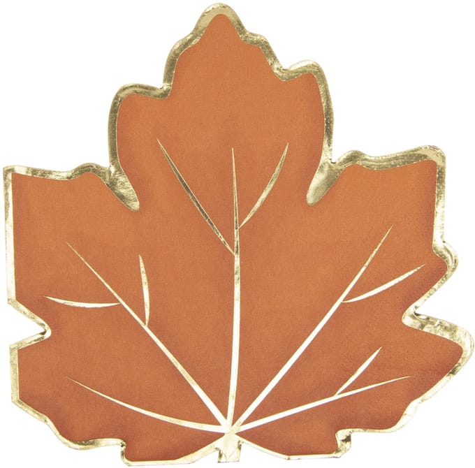 PARTYPRO - 16 oranje en gouden herfstblad papieren servetten