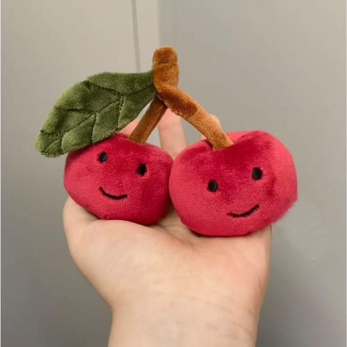Leuke En Schattige Kersen Pluche Sleutelhanger Koppelpop Rugzak Hanger Nep Fruit Versiering Cadeau 8cm brown