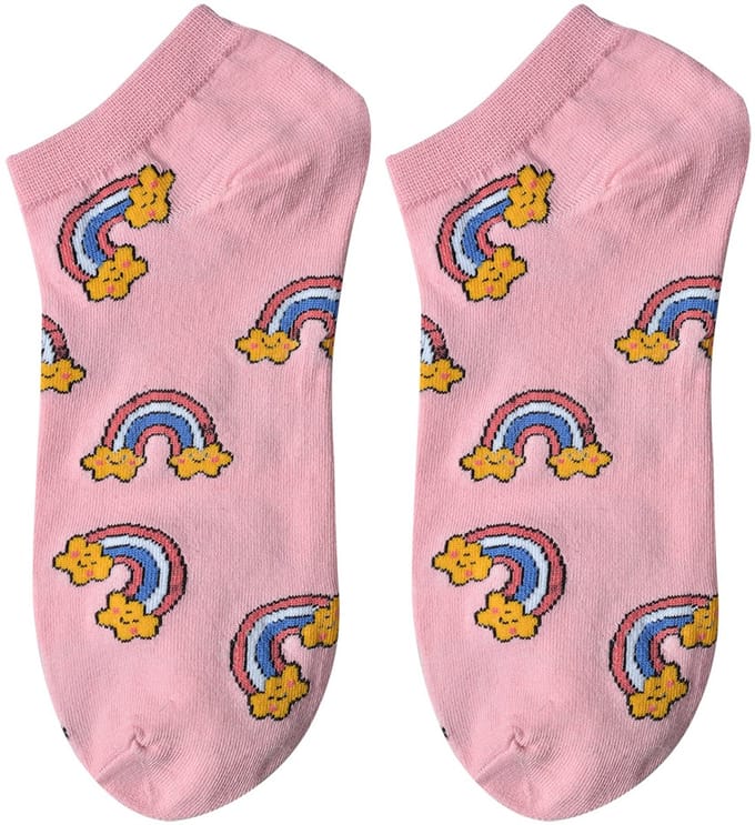 Clayre & Eef Grappige Sokken one size Roze Polyester Regenboog