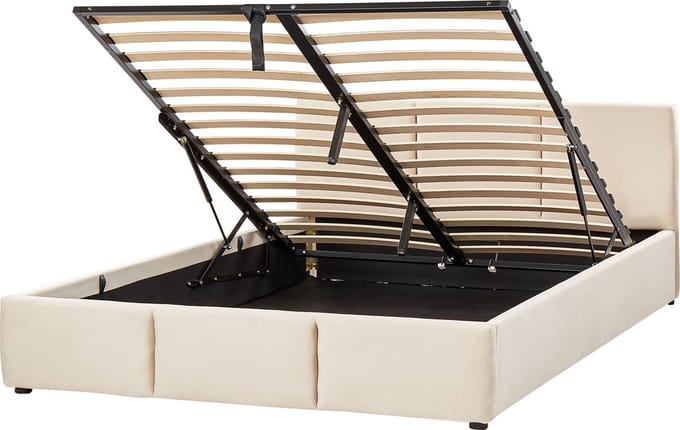 BOUSSE - Tweepersoons boxspring - Lichtbeige - 160 x 200 cm - Fluweel