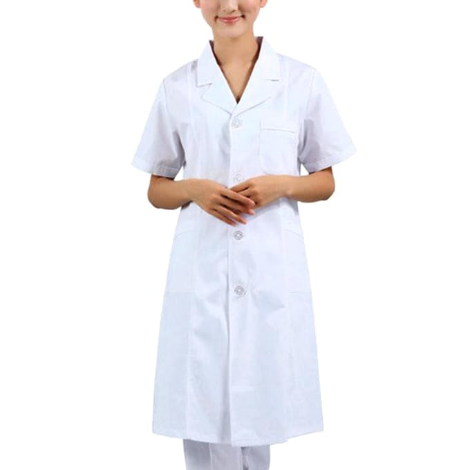 Vrouwen korte mouw witte scrubs labjas medisch dokter verpleegster uniform M wit