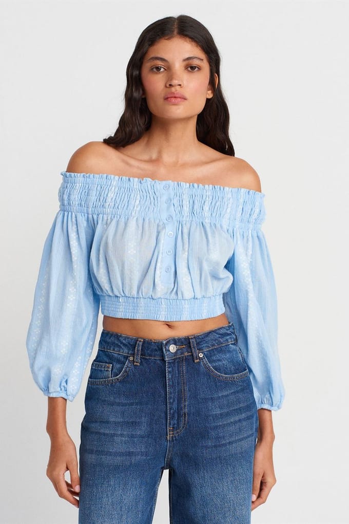 Schoudervrije Crop Blouse