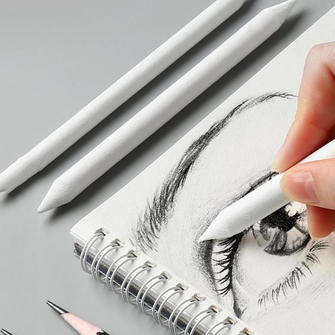 12 Stuks Wit Papier Pen Mengstompjes Schets Wrijf Tekengereedschap Schets Tekengereedschap white