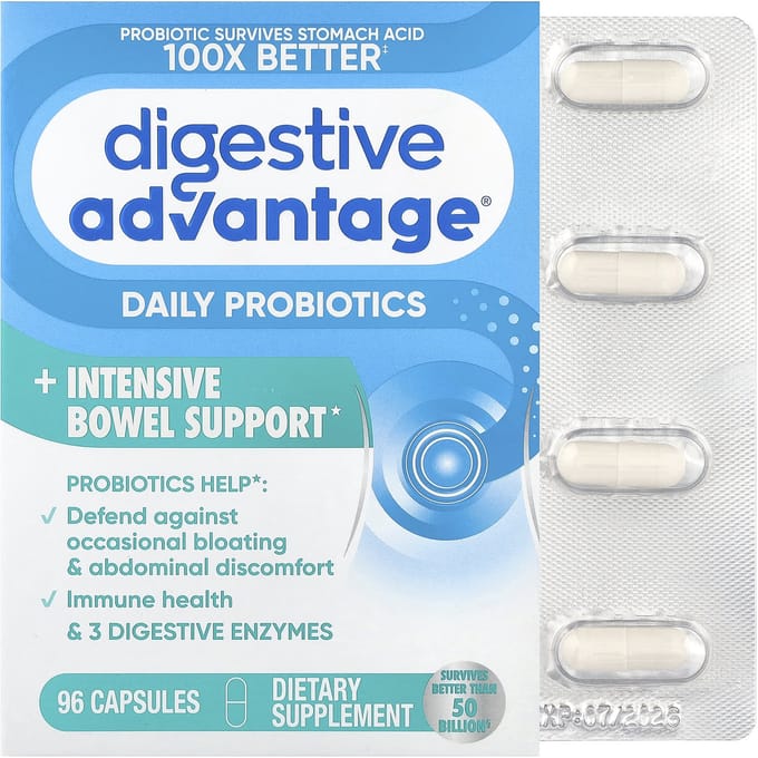 Schiff, Digestive Advantage®, Dagelijkse Probiotic + Intensieve Darmgezondheidsondersteuning, 96 Capsules