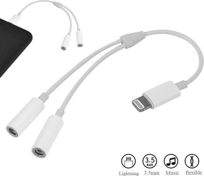 Lightning compatibel 3.5 mm jack Headphone splitter voor iPhone / iPod / iPad