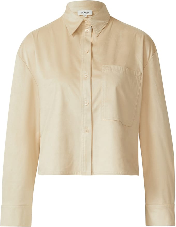 s.Oliver - female - Ingekorte overhemdblouse in velourslook