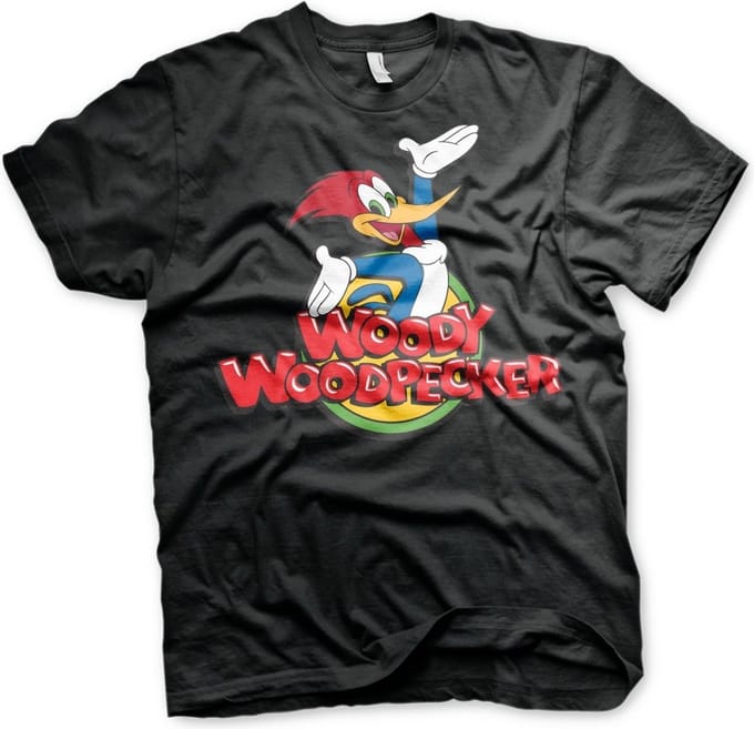 Woody Woodpecker Unisex Tshirt -S- Classic Logo Zwart