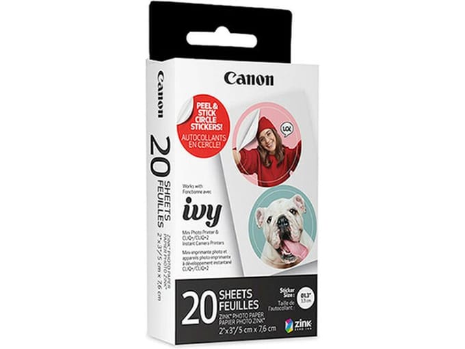 Canon ZINK Circle - Instant fotopapier - Zelfklevend - Voor Zoemini - Origineel - Cirkel formaat - 20 sheets - 40 stickers