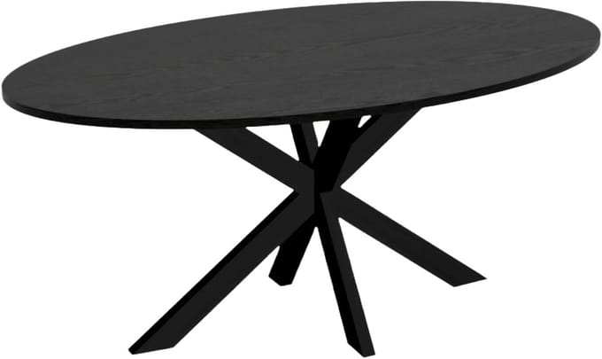 Eettafel ovaal 180cm Rato zwart ovale tafel MDF eetkamertafel