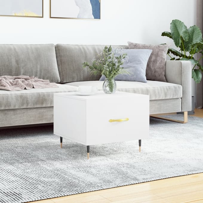 vidaXL - Salontafel - 50x50x40 - cm - bewerkt - hout - wit