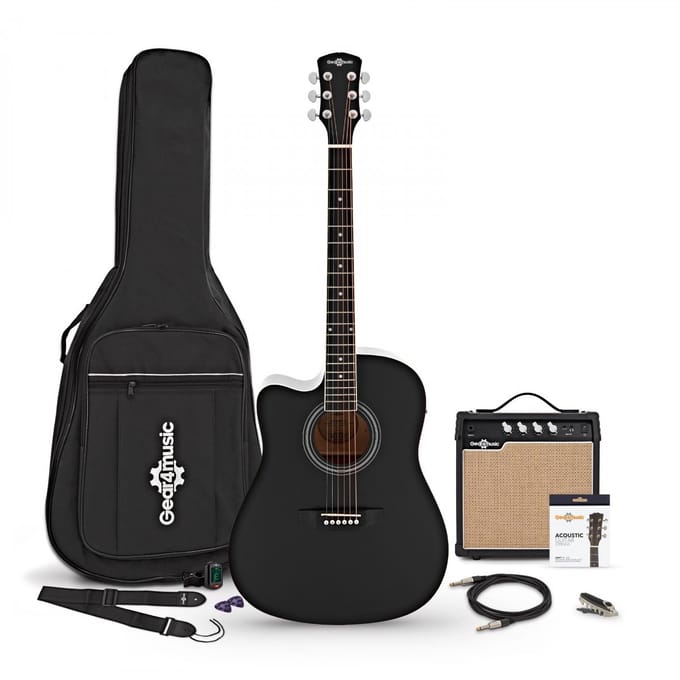 Dreadnought (LH) Gitaar + 15W Versterkerpakket, Zwart