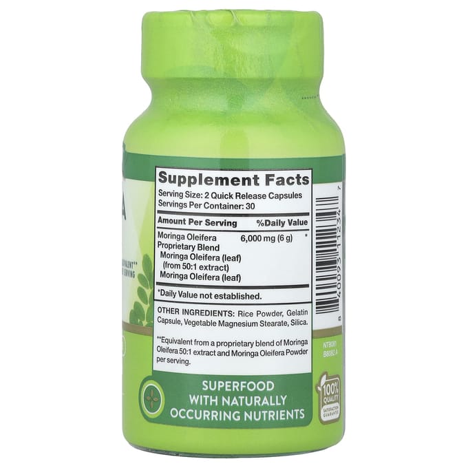 Nature's Truth, Moringa Oleifera, 6 000 mg, 60 gélules à libération rapide (3 000 mg par capsule)