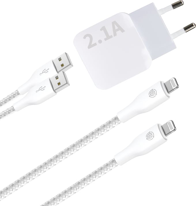 Oplader geschikt voor iPhone / iPad - Usb blokje 2 poorten - Lightning naar usb A kabel - 3 meter
