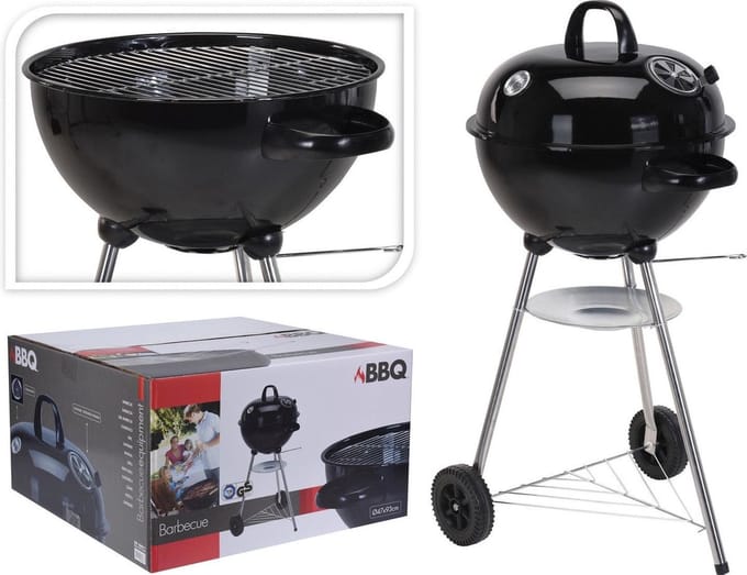 BBQ Houtskool ø47 cm | Barbeceu met wielen, thermometer & luchtrooster