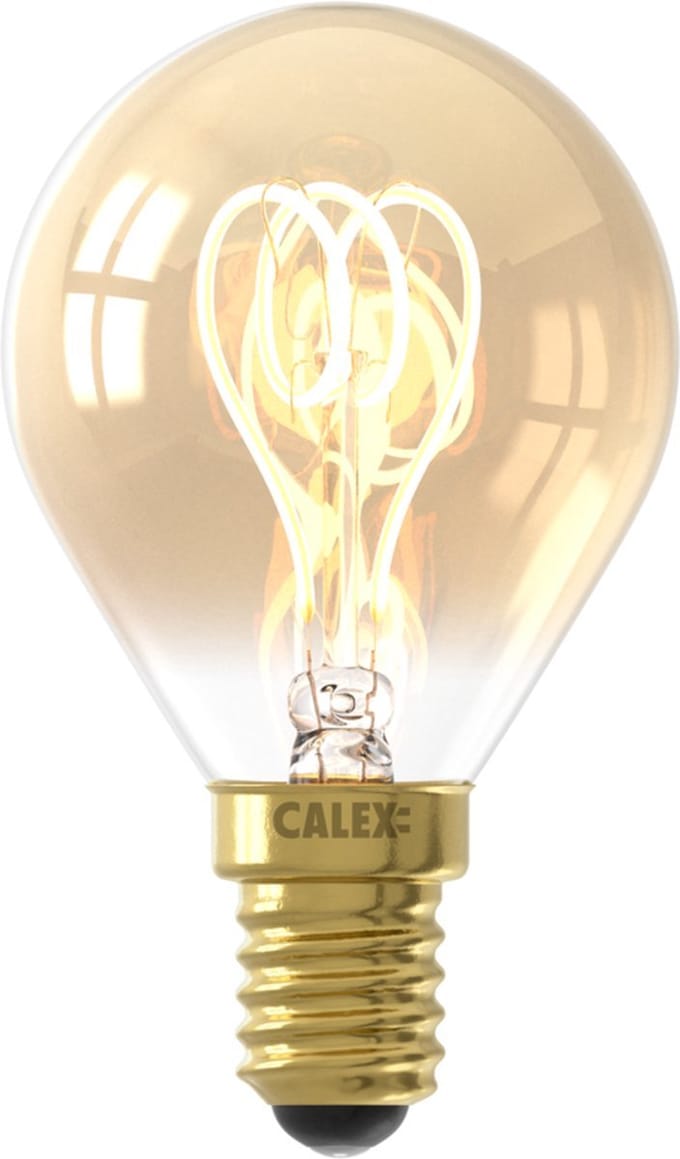 Calex Filament LED Lamp - E14 - Vintage Lichtbron - P45 - Goud - 2.5W - Dimbaar