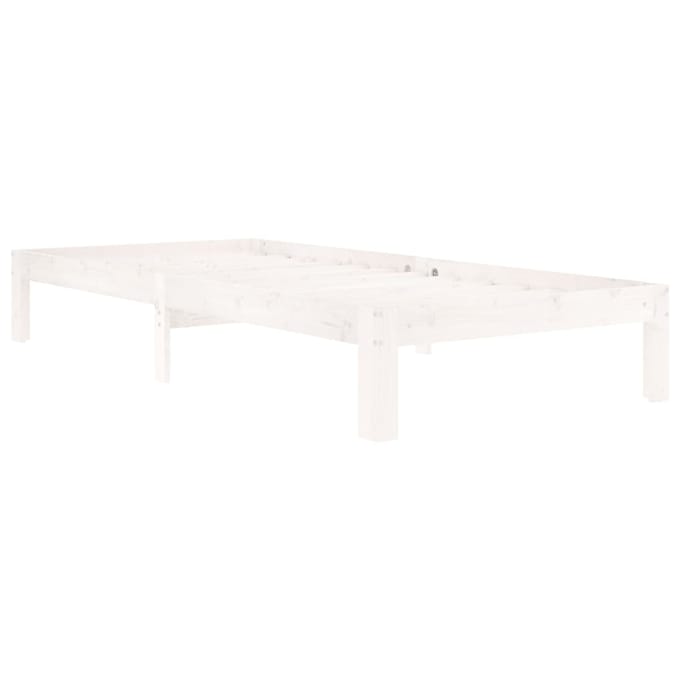vidaXL - Bedframe - massief - grenenhout - wit - 90x200 - cm