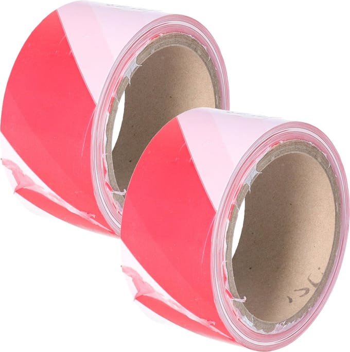 CM Markeringstape - wit/rood - 2x rol - 50mm x 1m - binnen/buiten