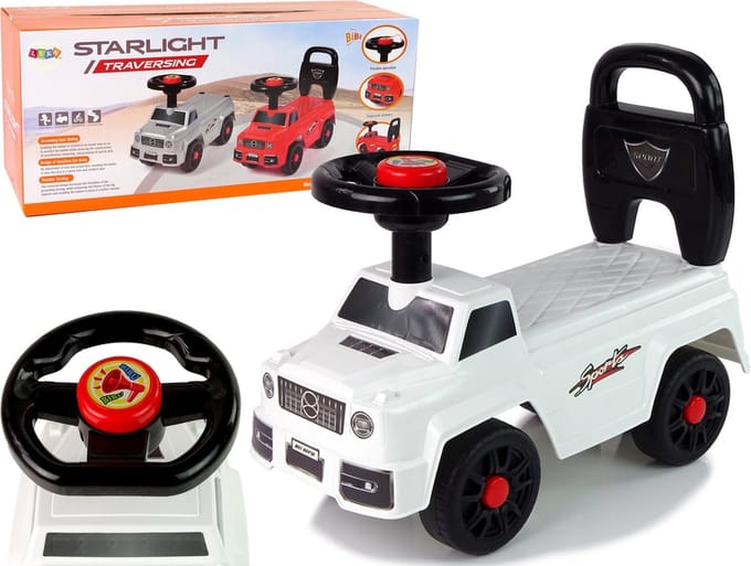 Starlight Traversing Mercedes look loopauto met claxon en rugsteun vanaf 1 jaar 47 x 22 x 39 cm wit