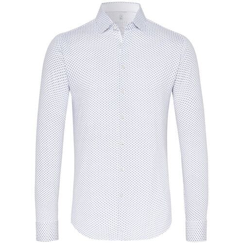 Desoto Overhemd Dotted Pattern Wit-Blauw / male