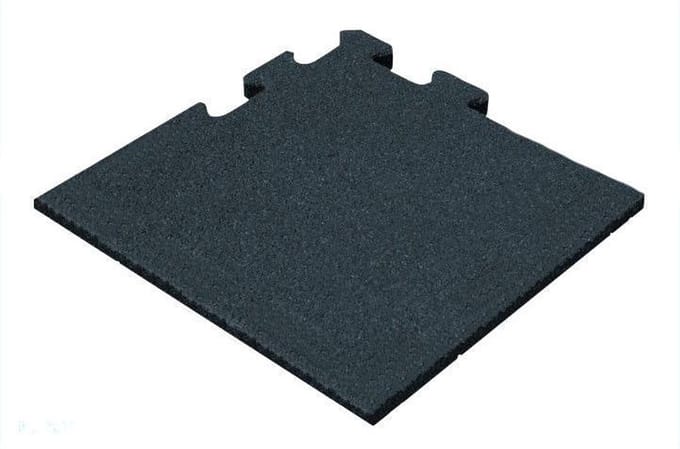Rubber Tegel 25mm 50x50 cm Zwart - Puzzelsysteem Hoekstuk