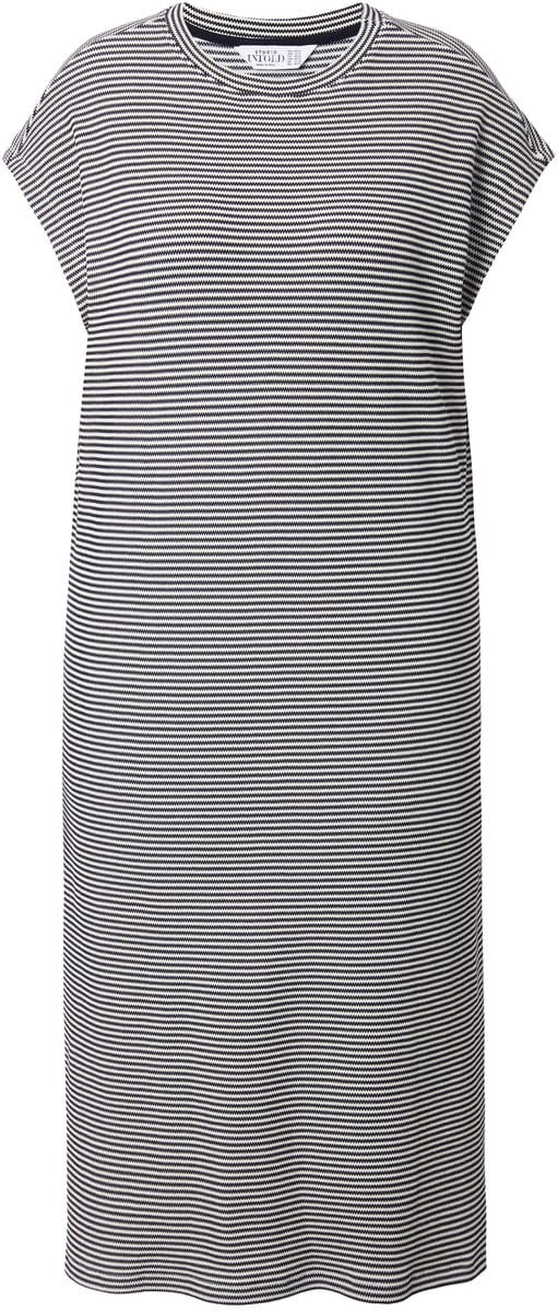 Studio Untold - Dames - Jersey midi-jurk oversized strepen - Zwart - Maat 50+